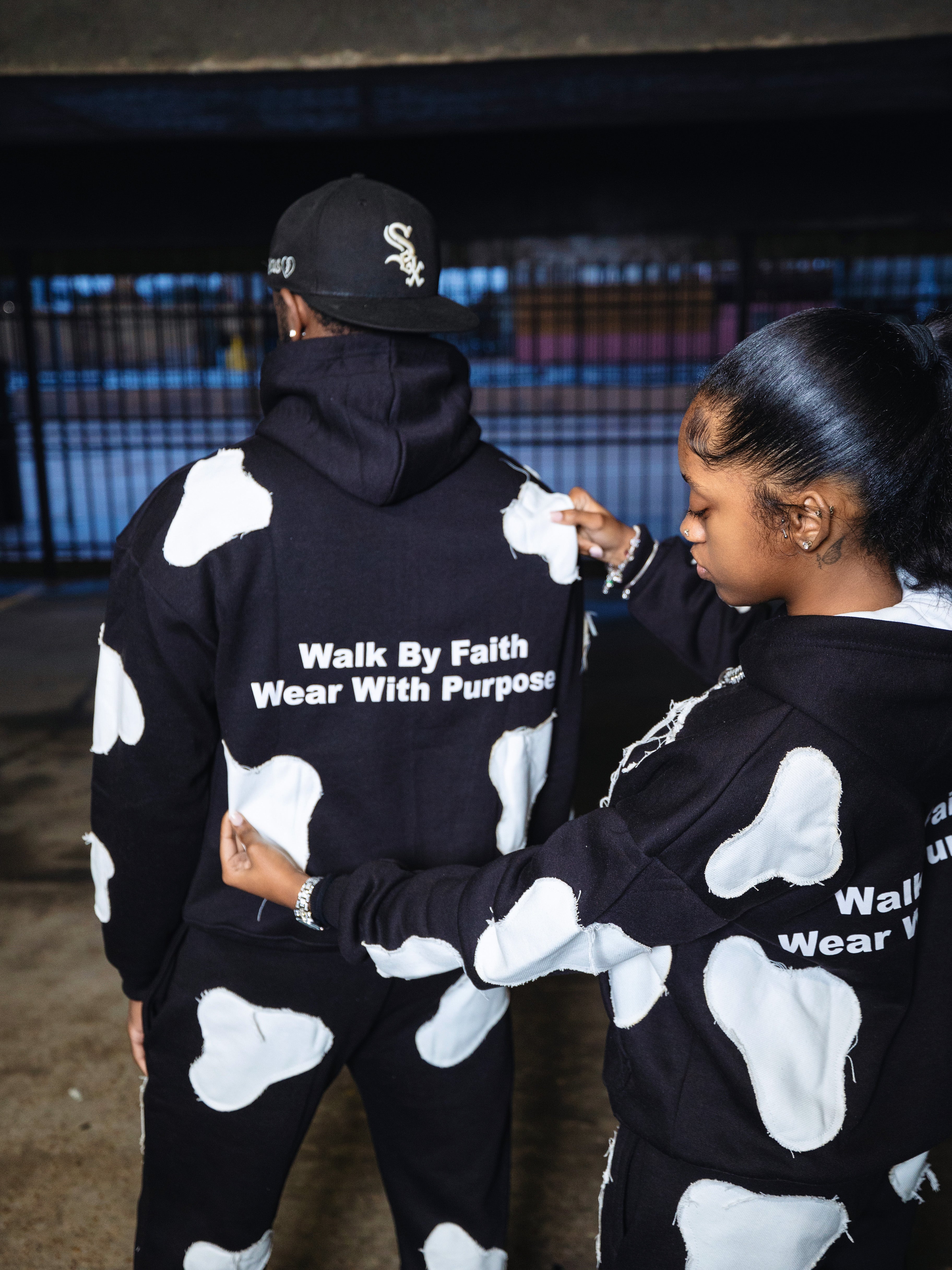 Black Cow Print Sweatsuit