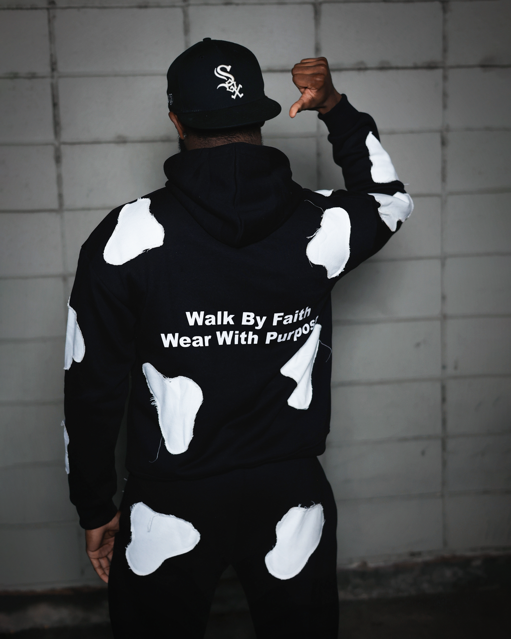 Black Cow Print Sweatsuit