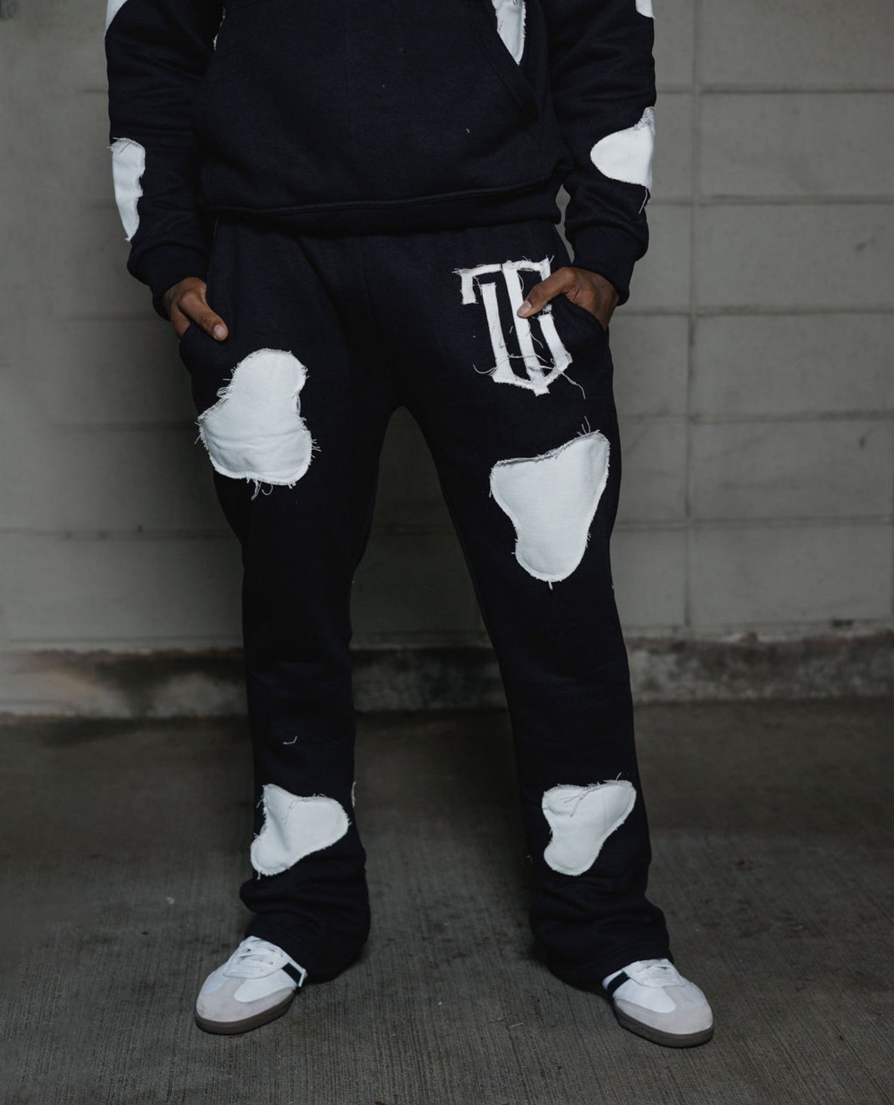 Black Cow Print Sweatsuit
