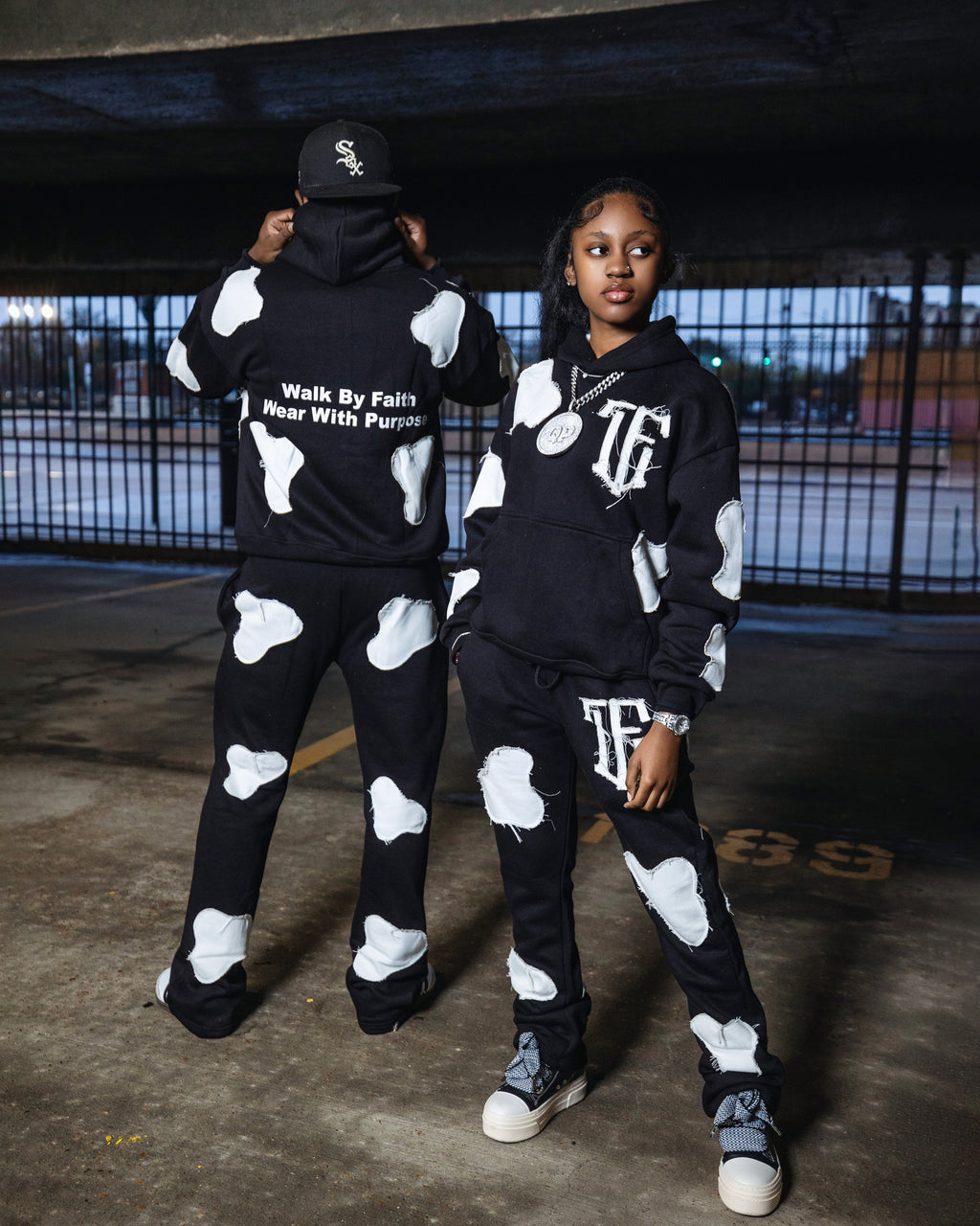 Black Cow Print Sweatsuit