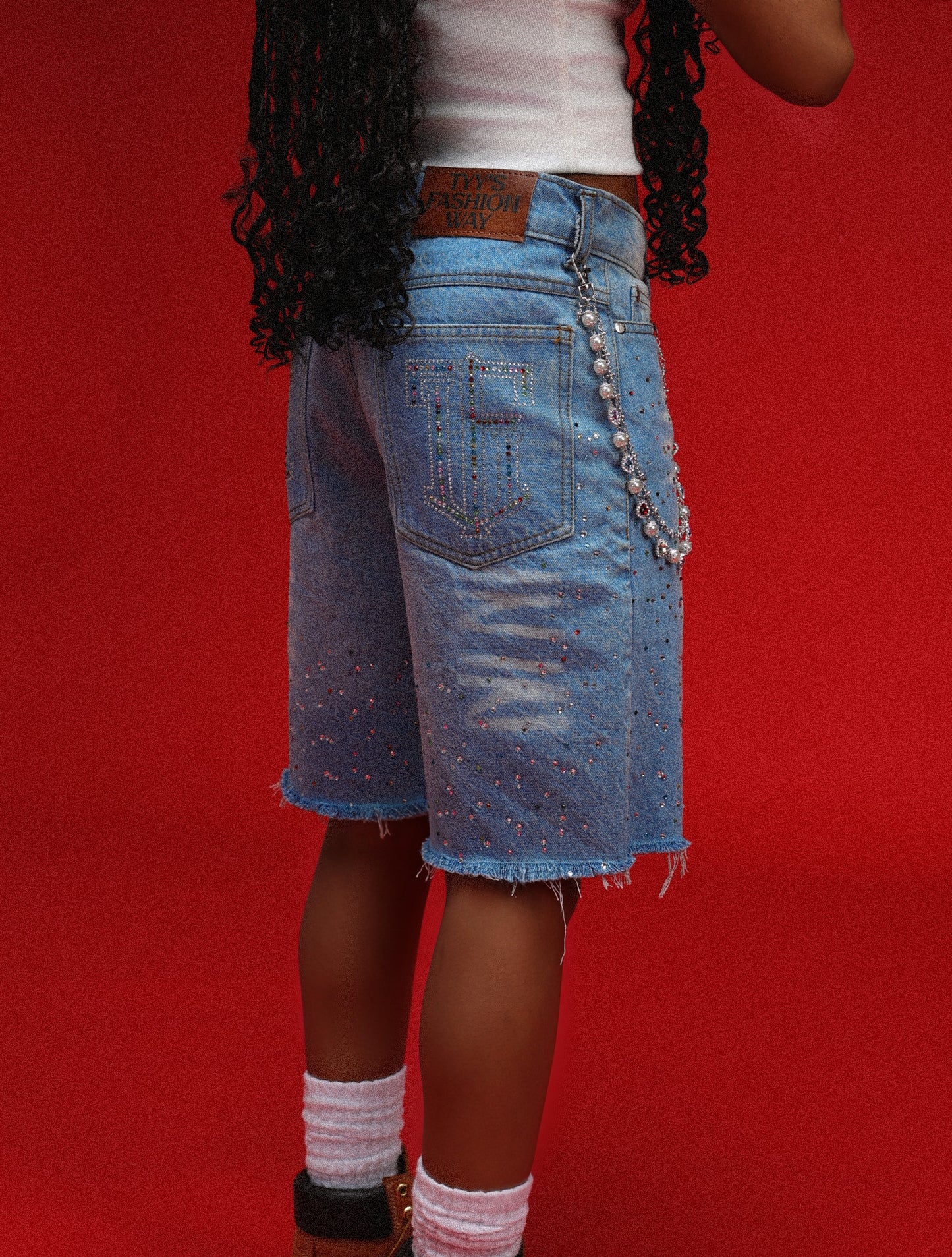 Rhinestone Denim Jorts